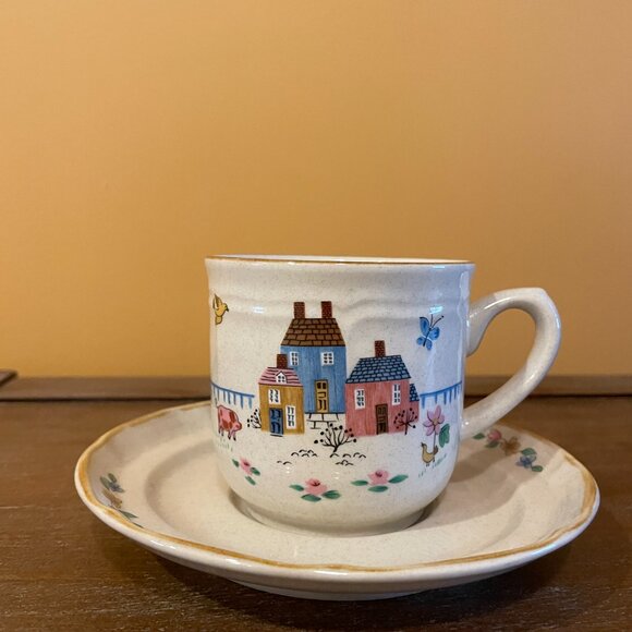 Vintage International Stoneware Japan coffee cup and plate - Picture 5 of 7